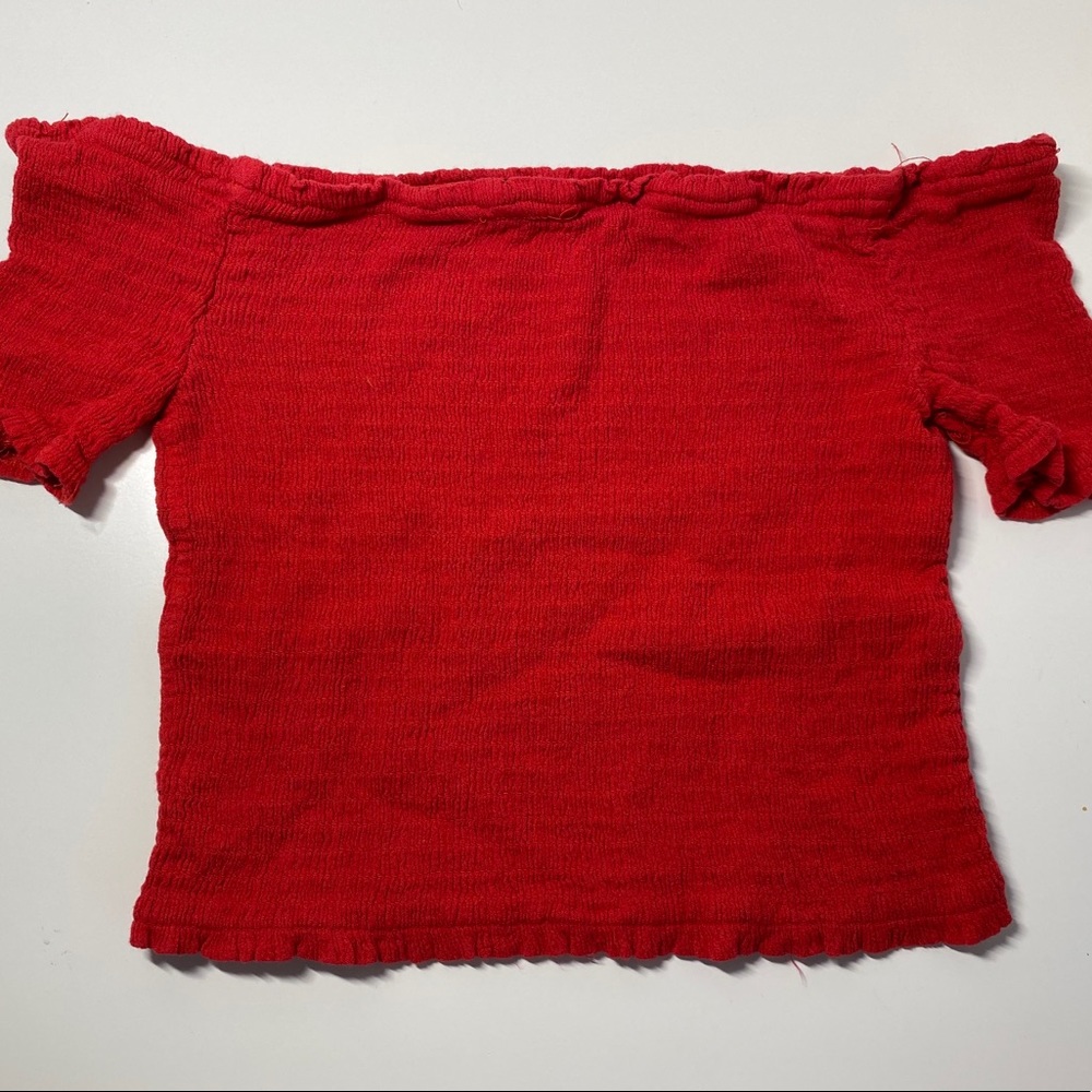 Forever 21 red off the shoulder crop top